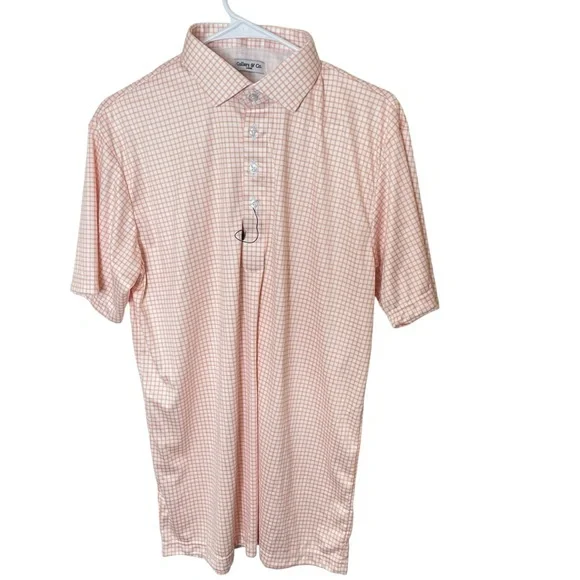 NWOT Collars & Co. Orange Grid Semi-Spread Collar Polo in Size Large - Picture 3 of 7